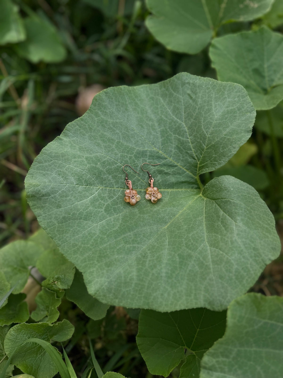 Copper Earrings- Pentagram