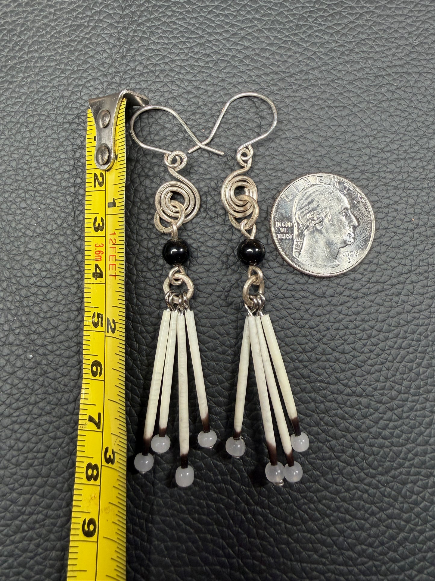 Obsidian Spiral-Silver 4 Quills