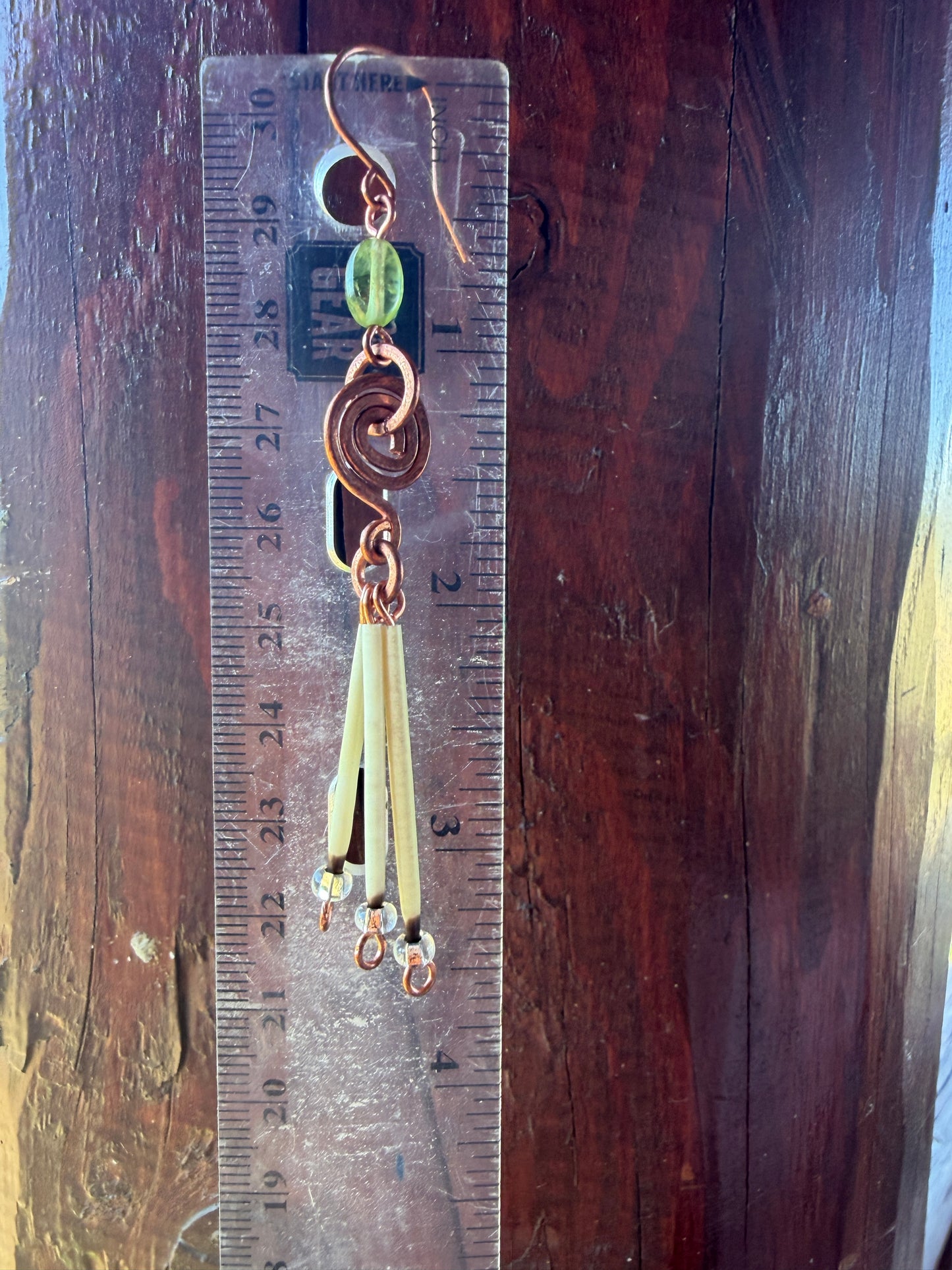 Peridot Spiral - 3 Quill Earrings