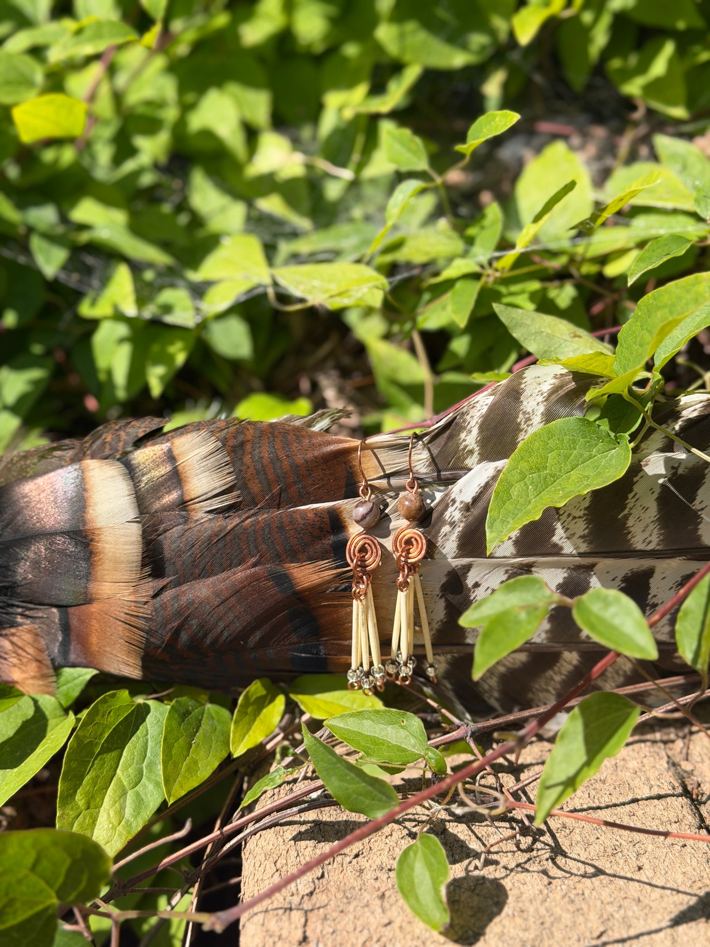 Petrified Wood Spiral - 5 Quill Copper