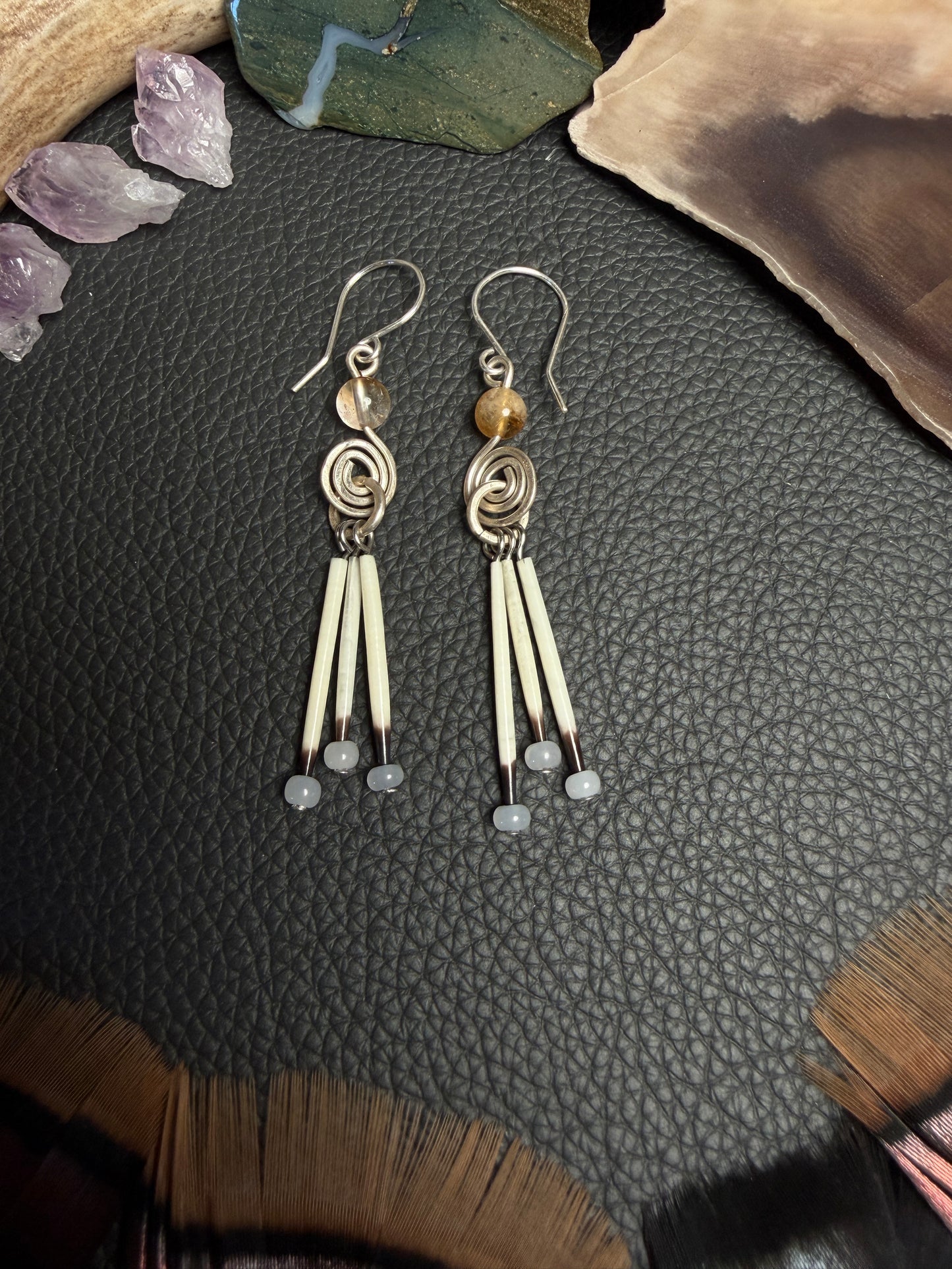 Citrine Silver Spiral - 3 Quill