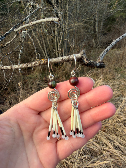 Dragon Blood Stone Jasper Spirals-Silver 5 Quills