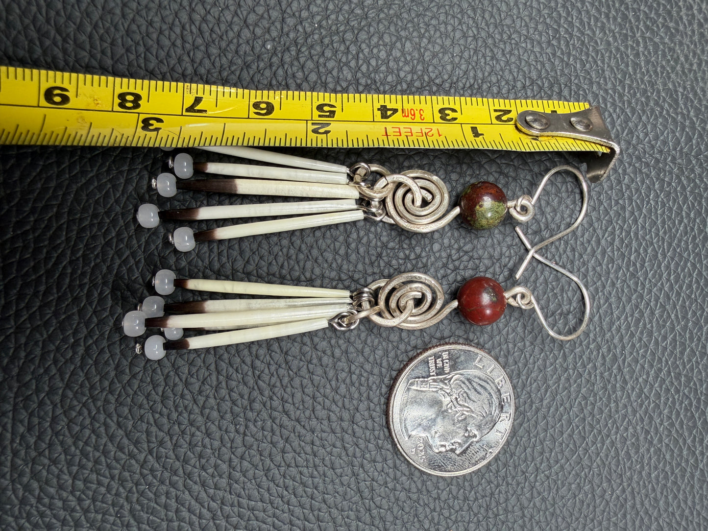 Dragon Blood Stone Jasper Spirals-Silver 5 Quills