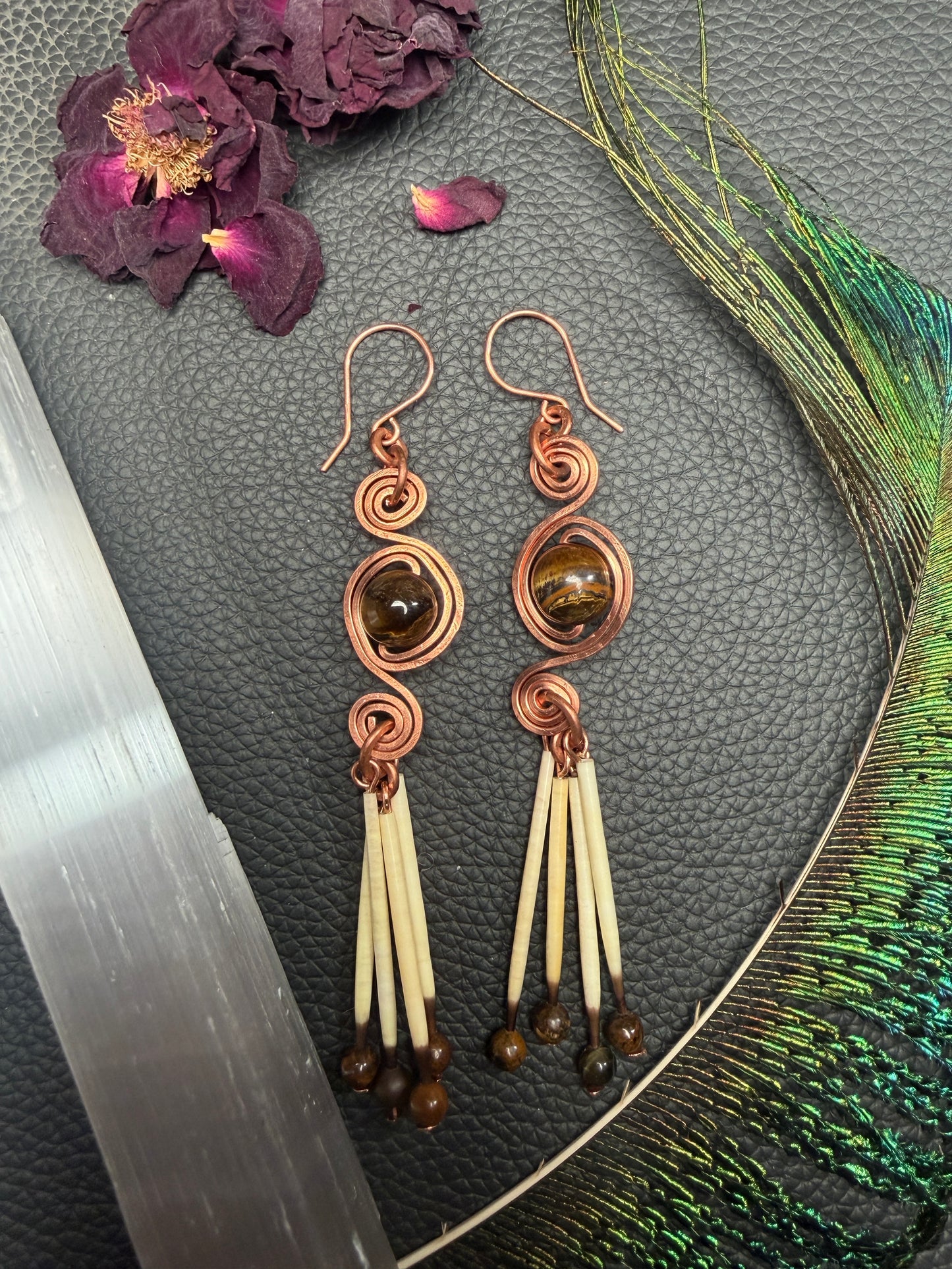 Tigers Eye Triple Spiral- Copper 4 Quill