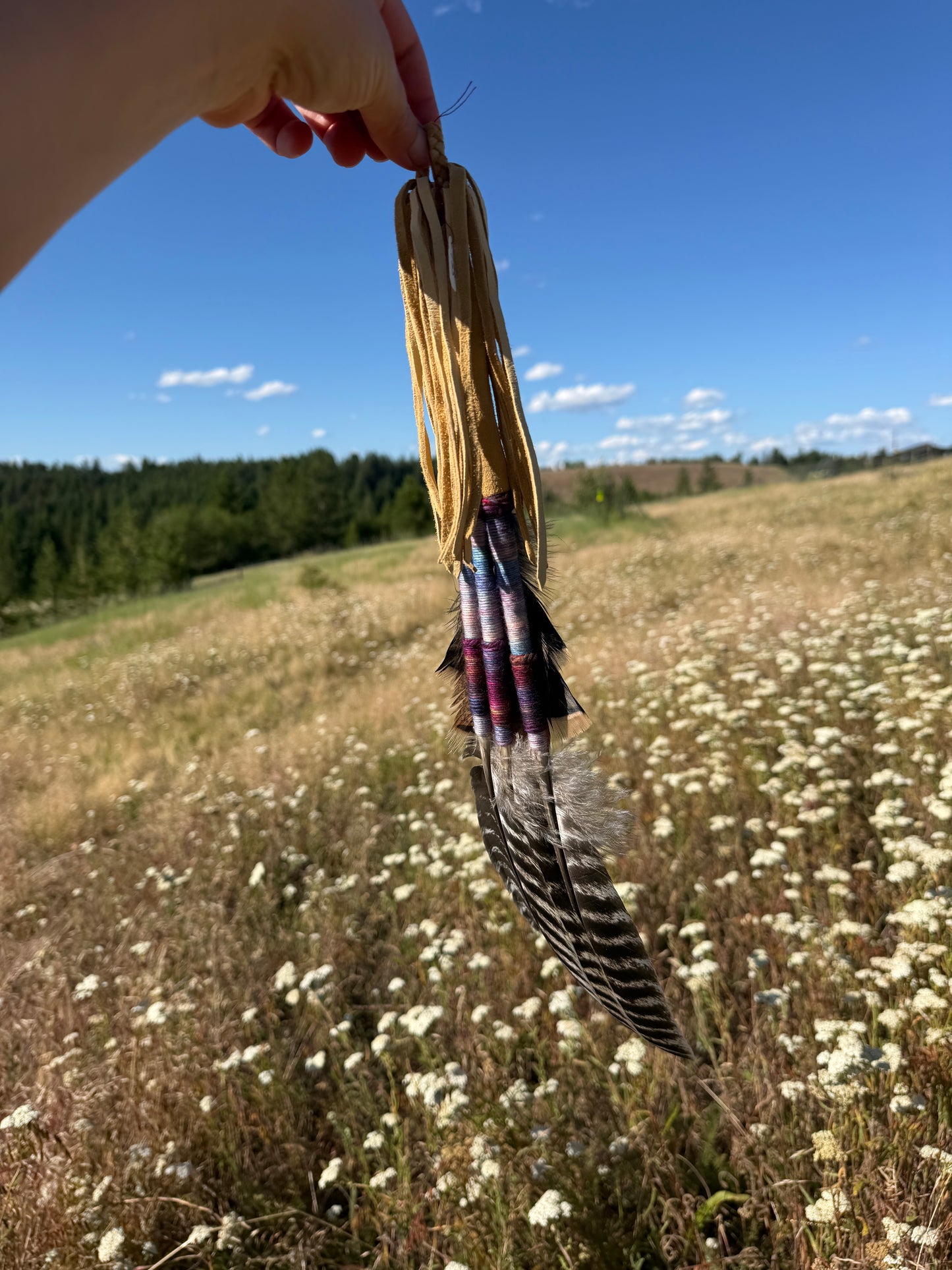 Indigo- Feather Fan