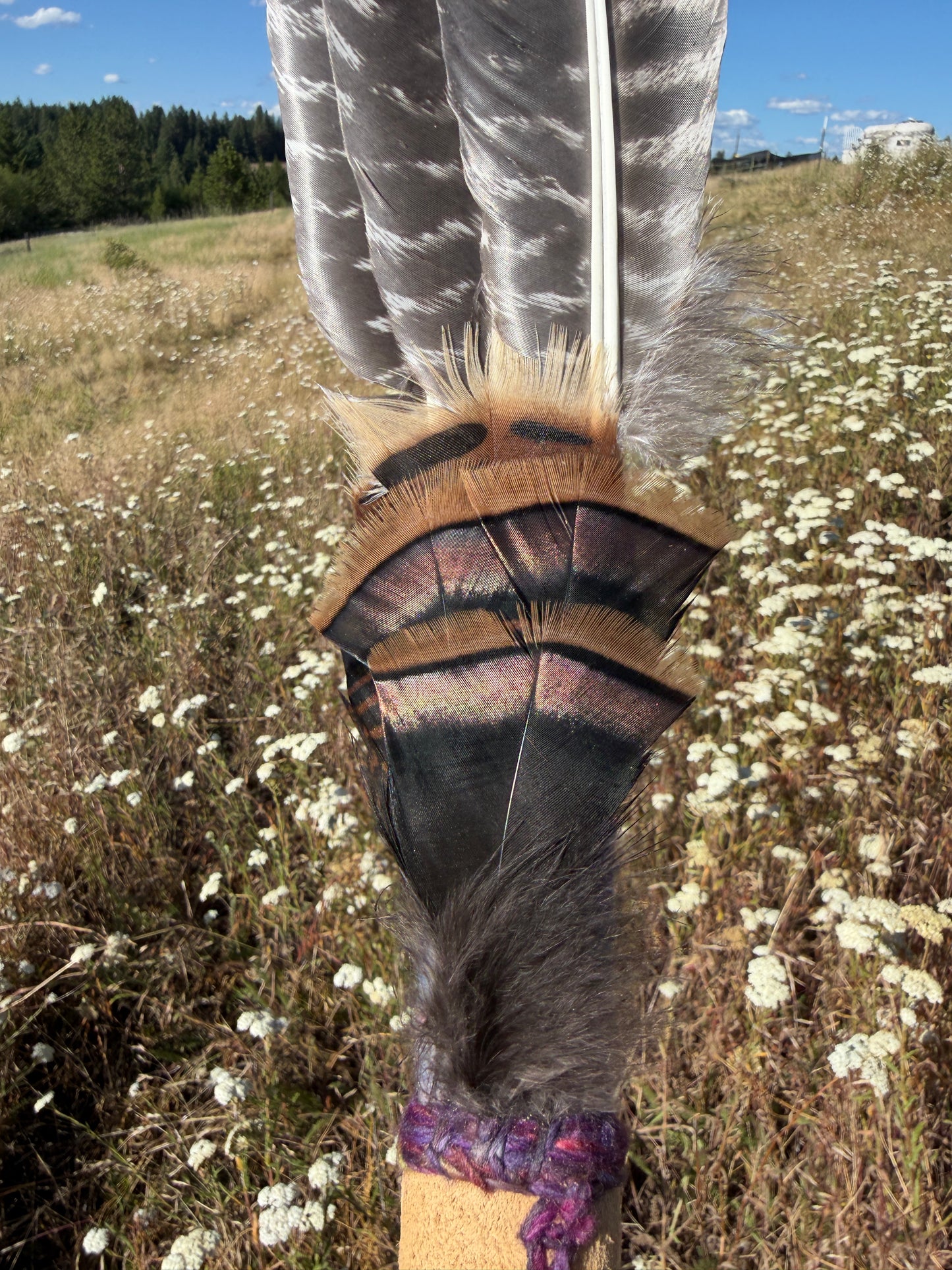Indigo- Feather Fan