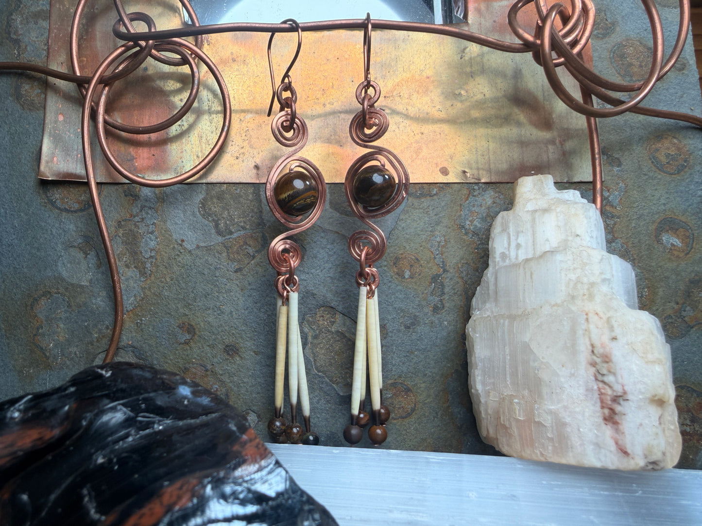 Tigers Eye Triple Spiral- Copper 4 Quill
