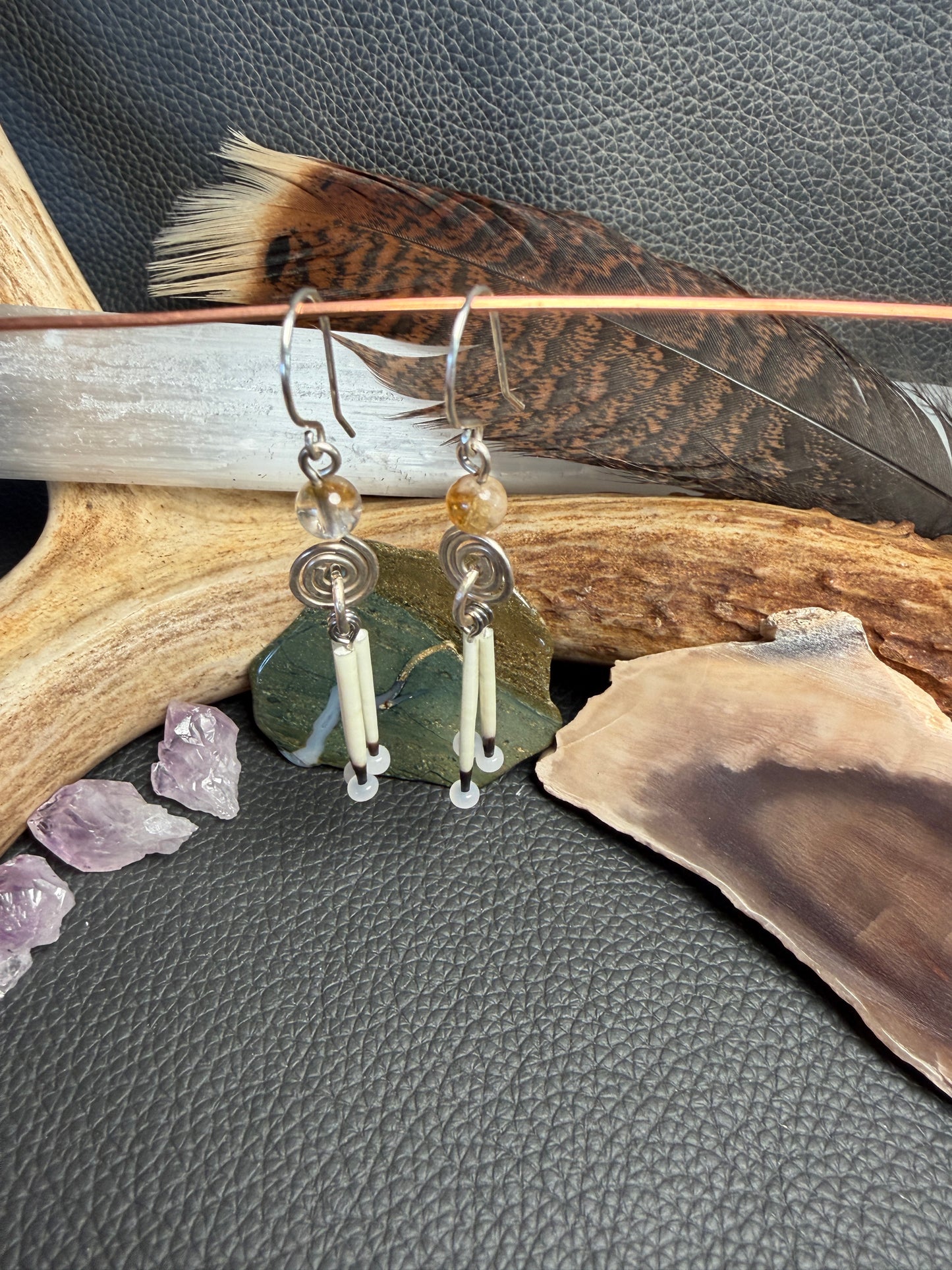 Citrine Silver Spiral - 3 Quill