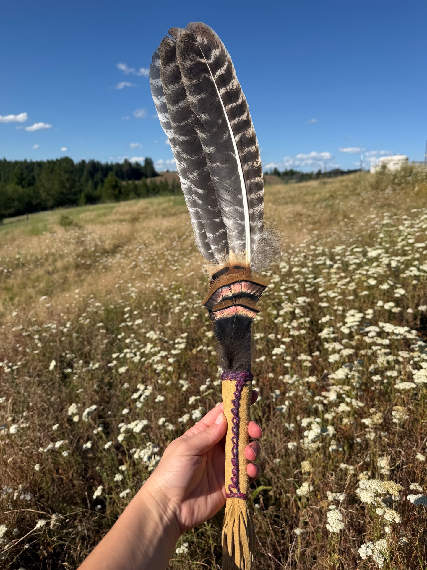 Indigo- Feather Fan