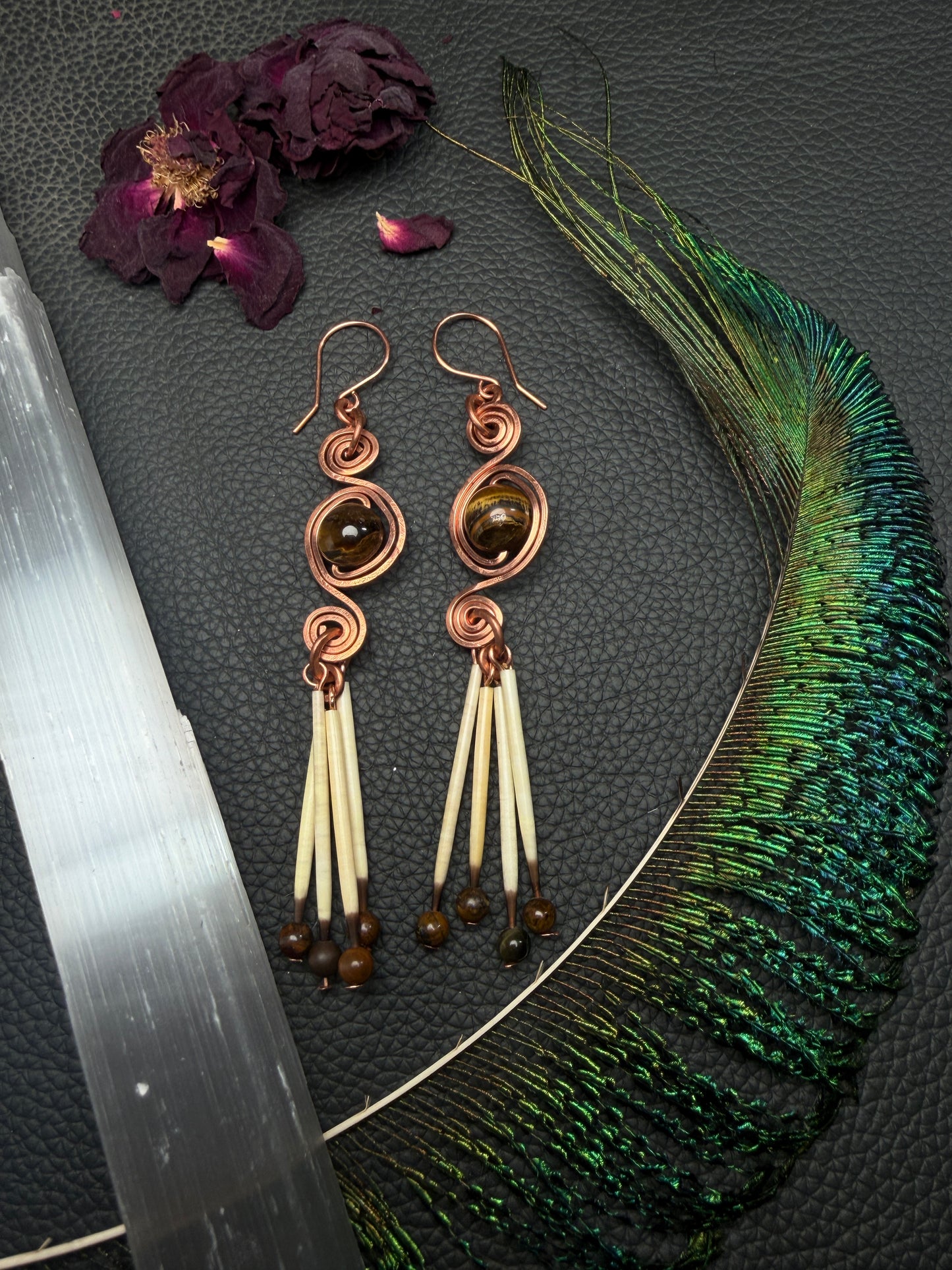 Tigers Eye Triple Spiral- Copper 4 Quill