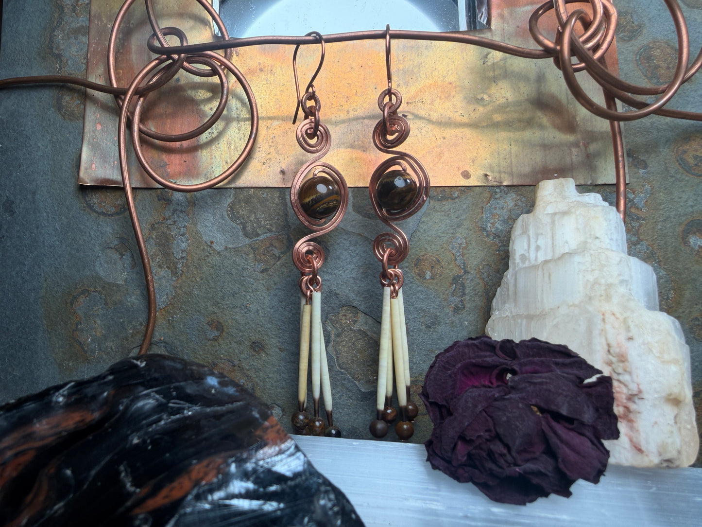 Tigers Eye Triple Spiral- Copper 4 Quill