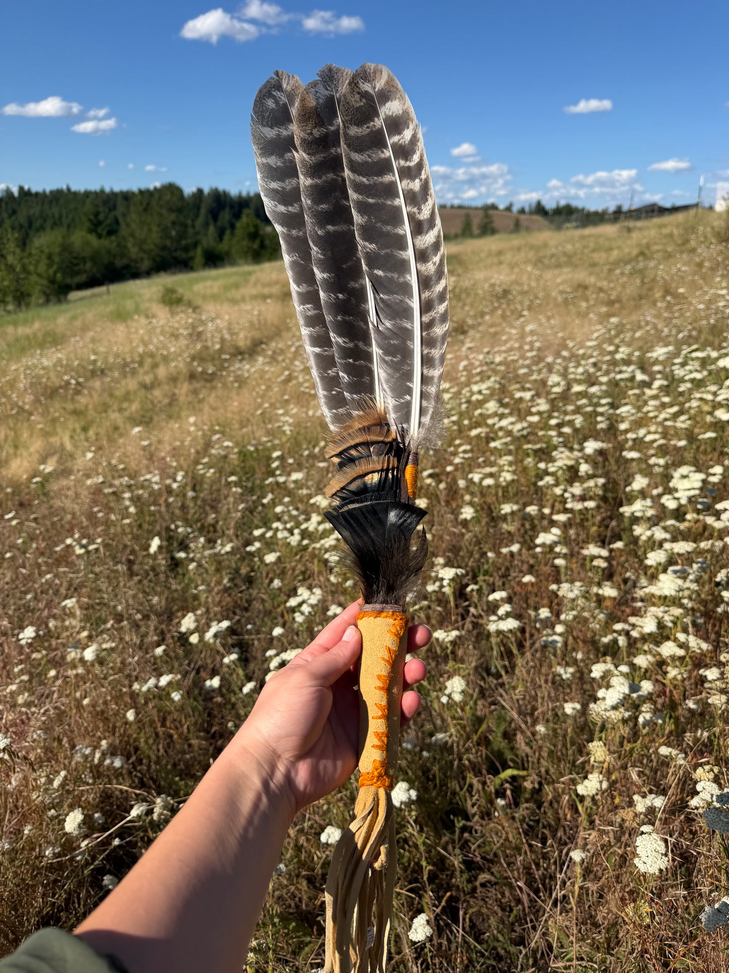 Sacred Bark- Feather Fan