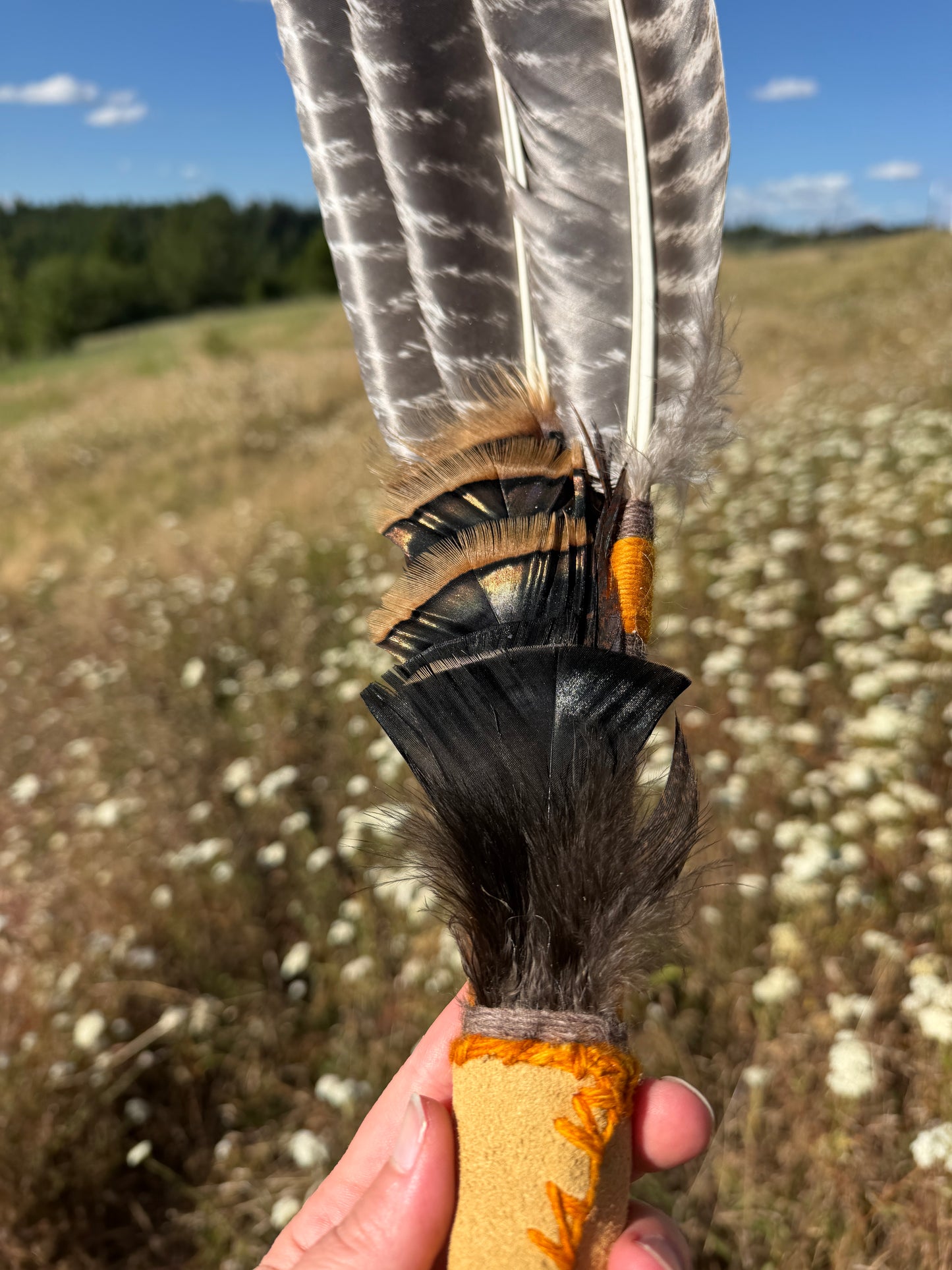Sacred Bark- Feather Fan