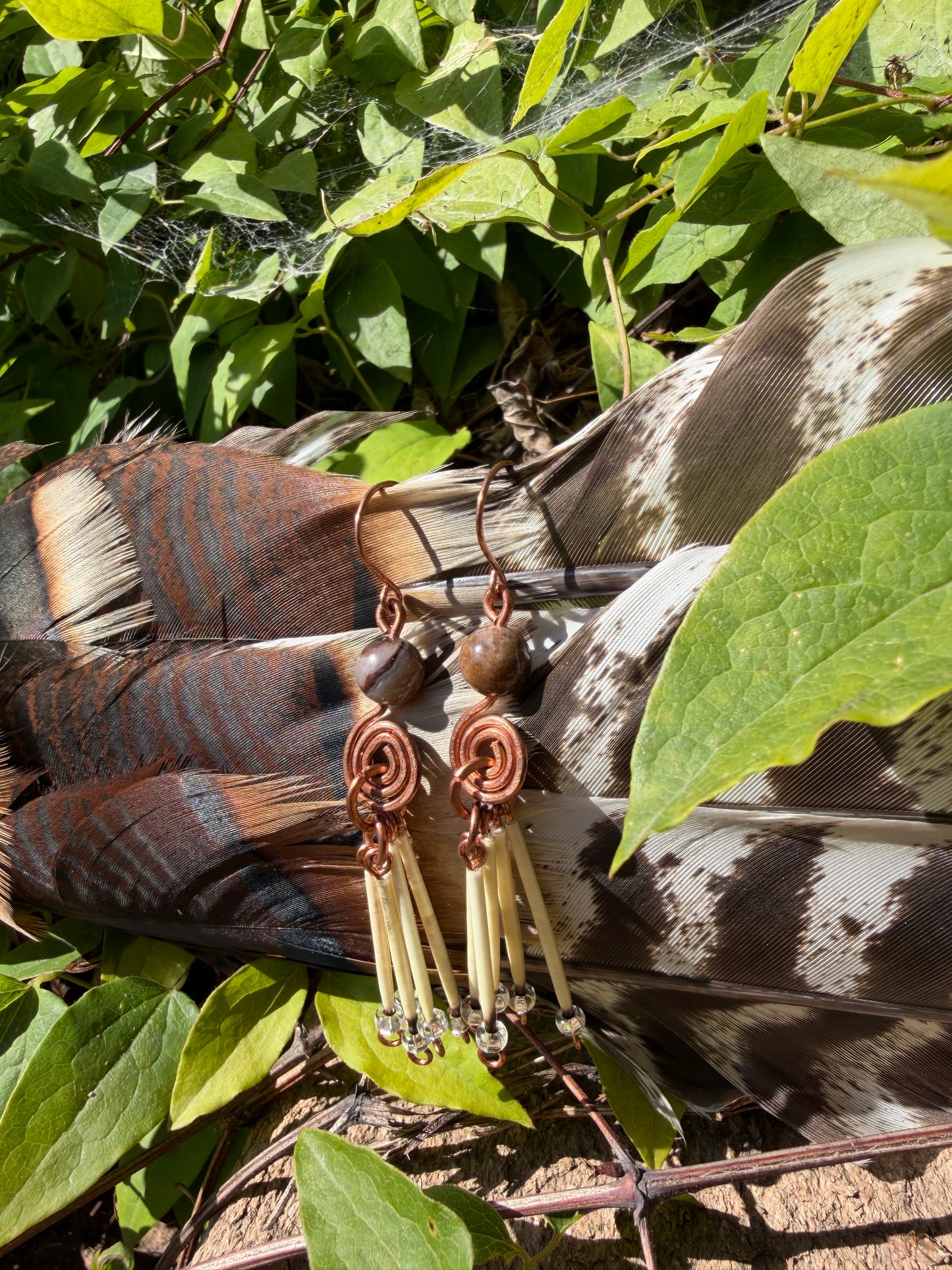 Petrified Wood Spiral - 5 Quill Copper