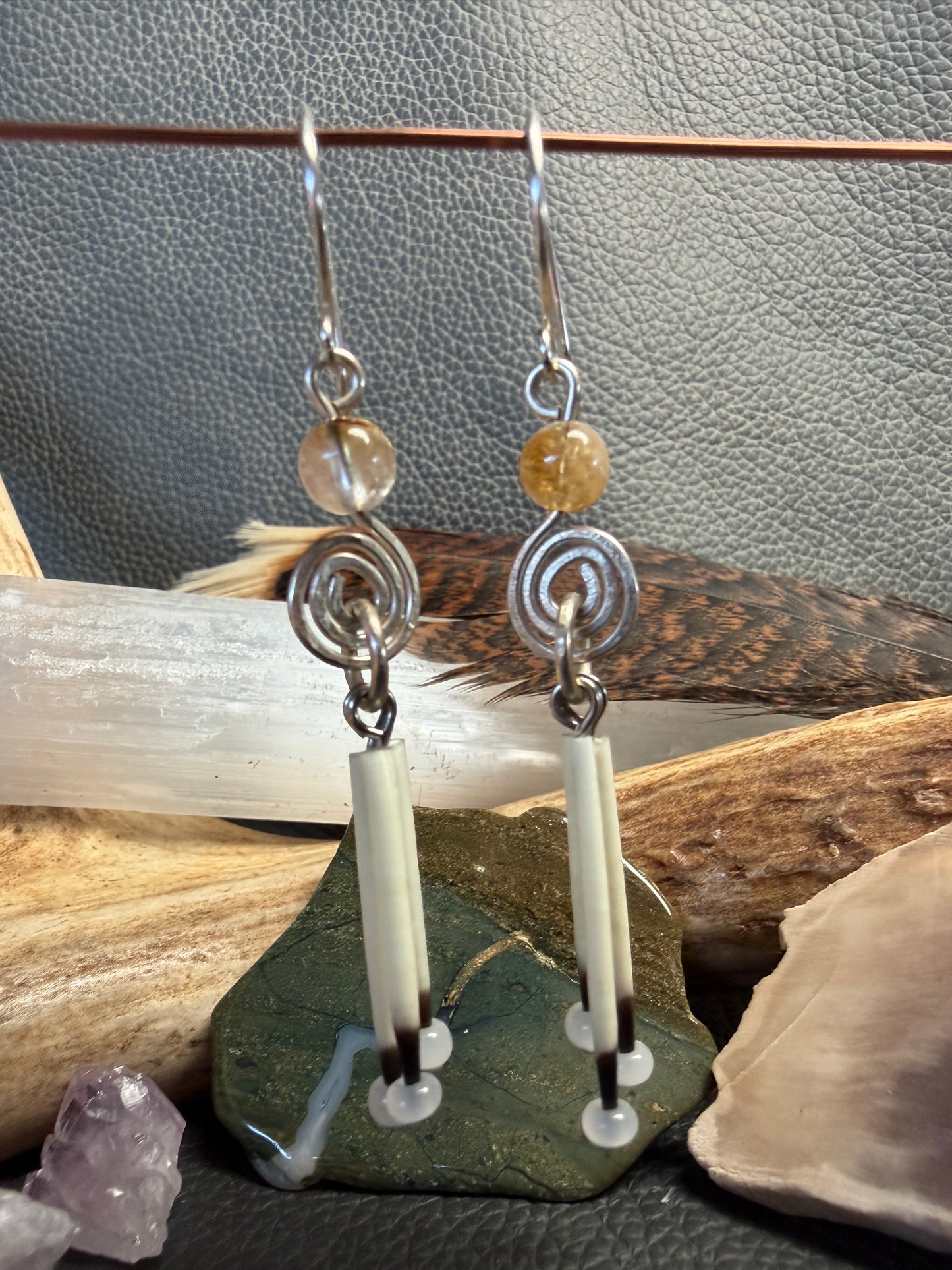 Citrine Silver Spiral - 3 Quill