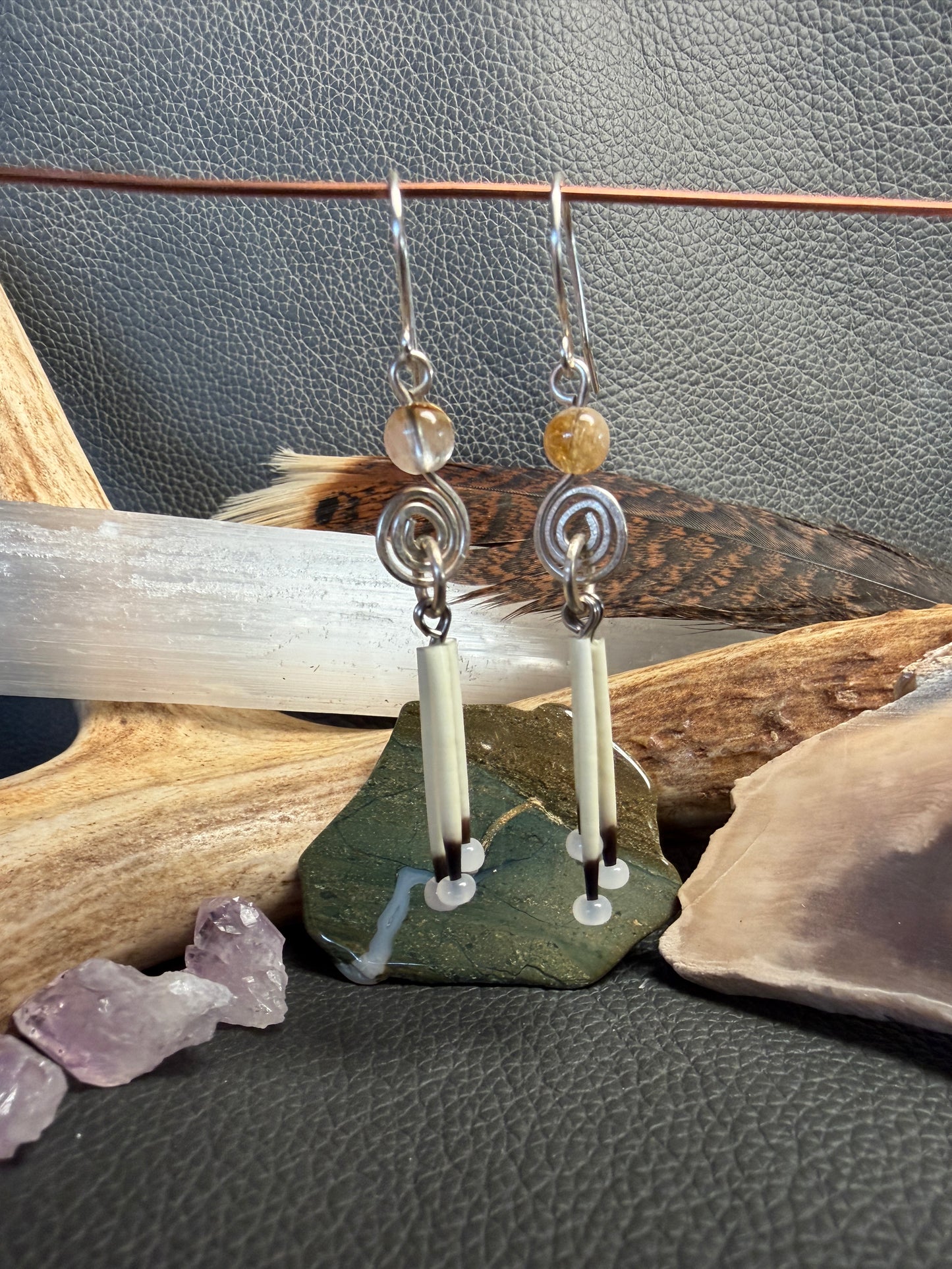 Citrine Silver Spiral - 3 Quill