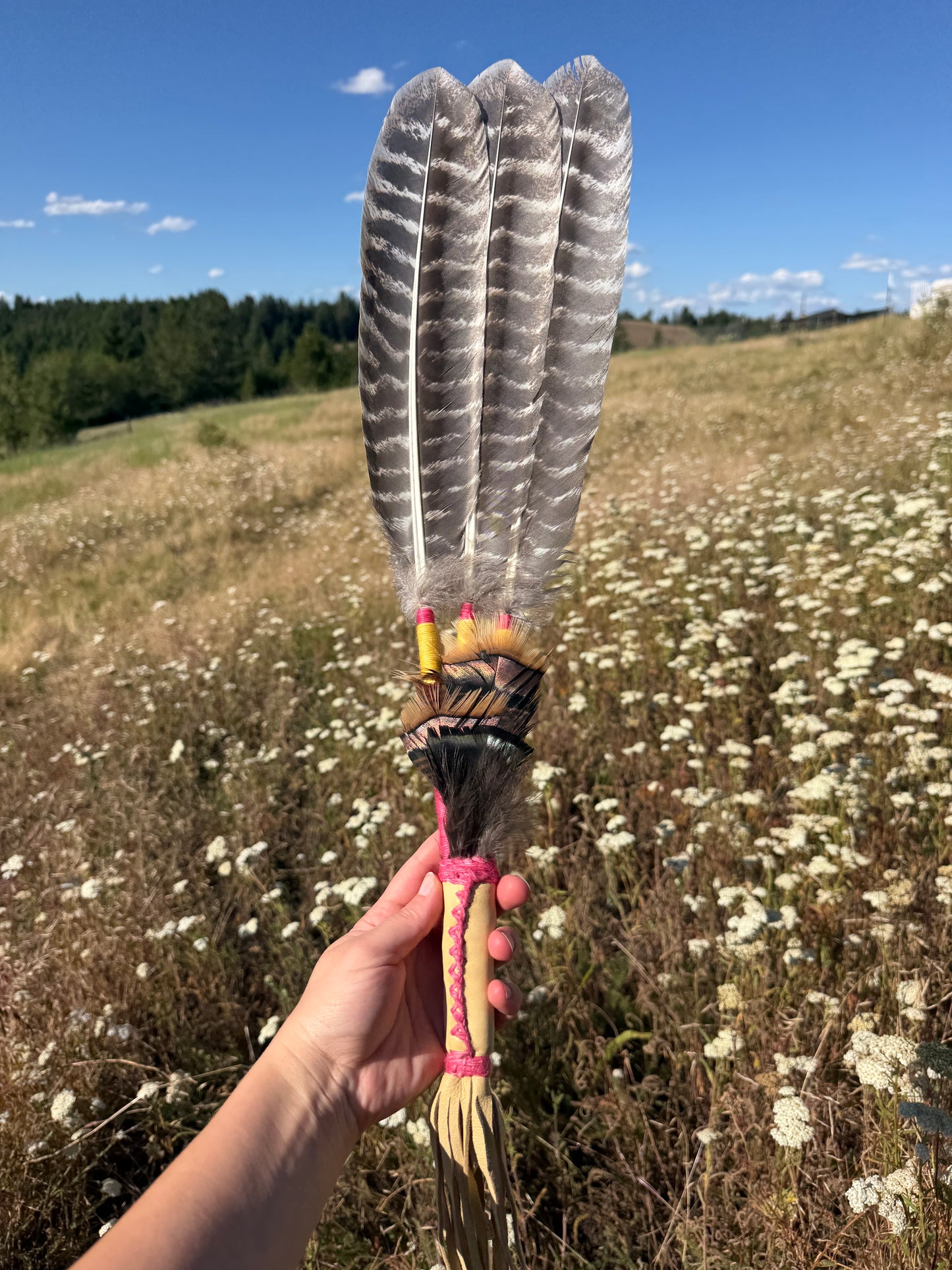 Wild Rose- Feather Fan