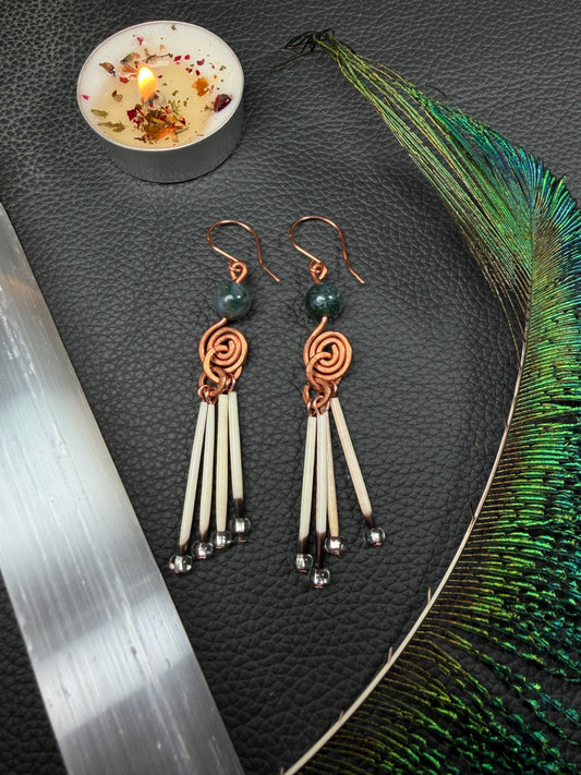 Moss Agate Spirals-Copper 4 Quill