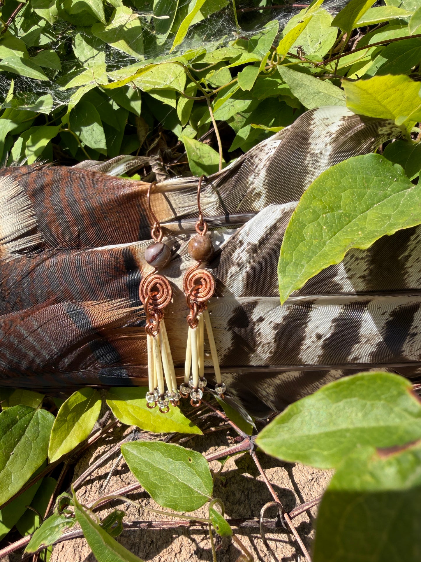 Petrified Wood Spiral - 5 Quill Copper