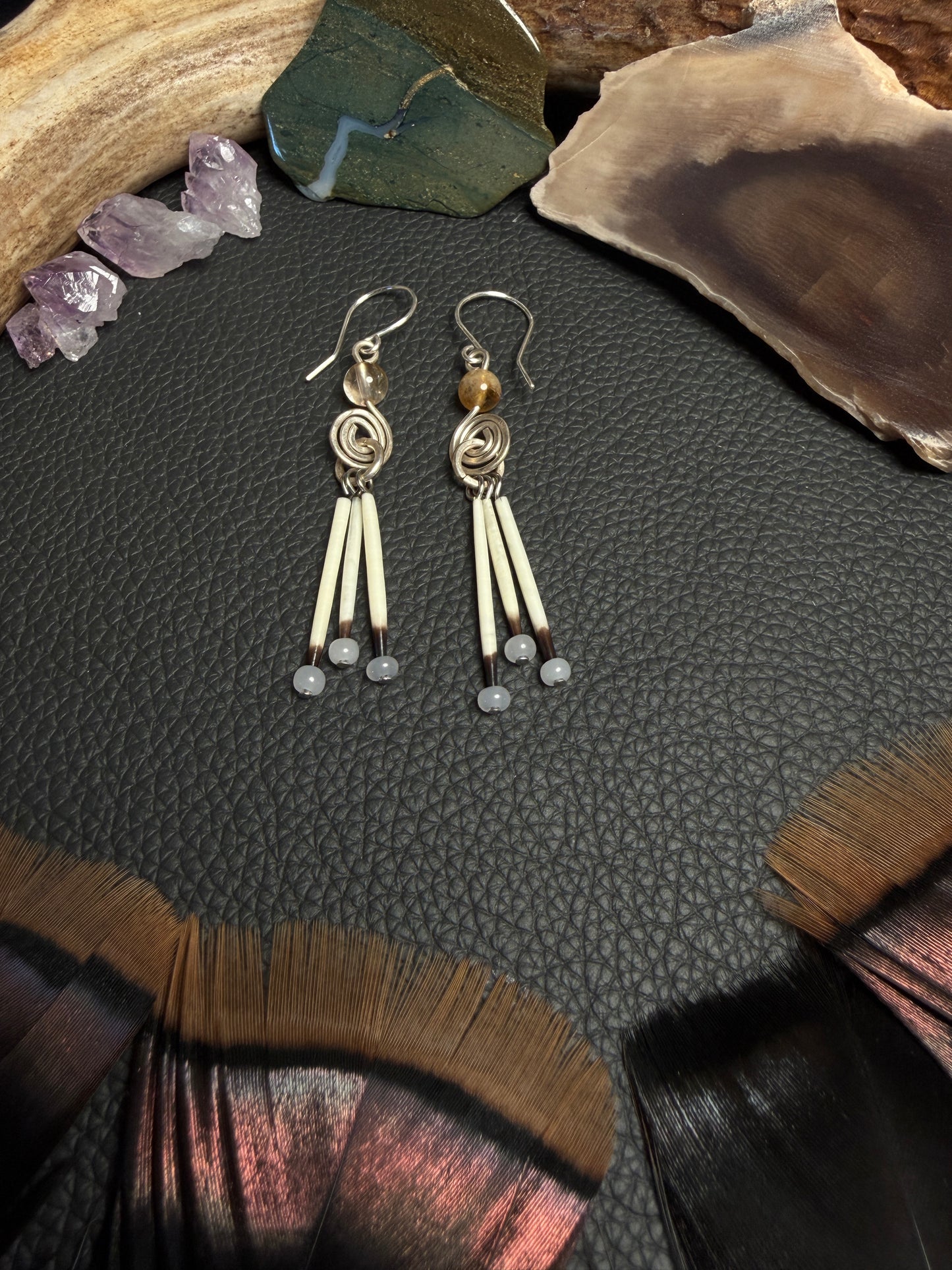 Citrine Silver Spiral - 3 Quill