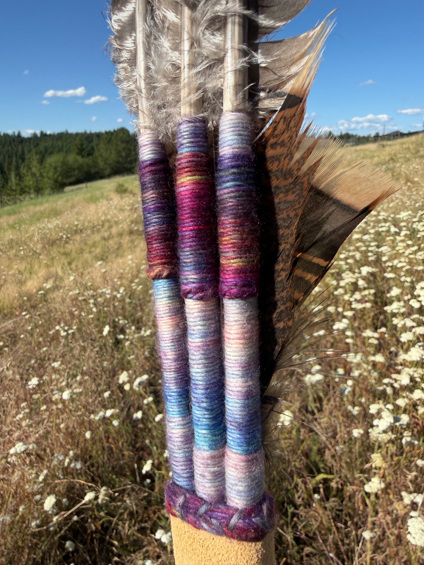 Indigo- Feather Fan