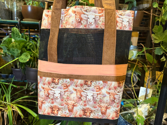 Pink Cow & Flower Bag